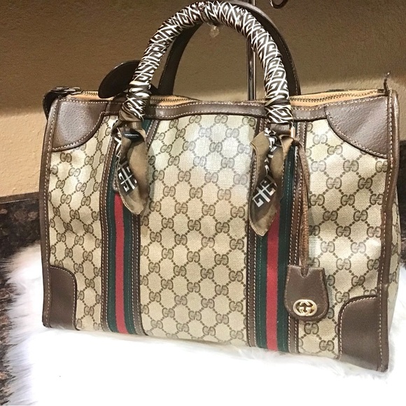 Gucci Monogrammed Sherry Line Hand-Travel Bag - Picture 1 of 15
